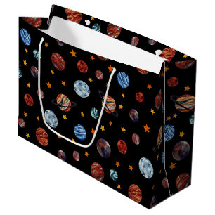 Outer Space Watercolor Planets and Stars  Large Gift Bag