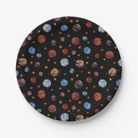 Outer Space Watercolor Planets and Stars