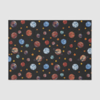 Outer Space Watercolor Planets and Stars 
