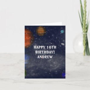Outer Space with planets and galaxies Card