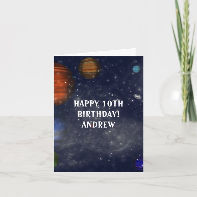 Outer Space with planets and galaxies Card (Front)
