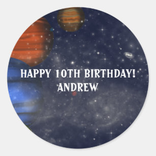 Outer Space with planets and galaxies Classic Round Sticker