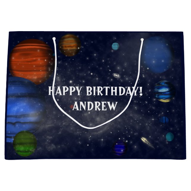 Outer Space with planets and galaxies Large Gift Bag (Front)