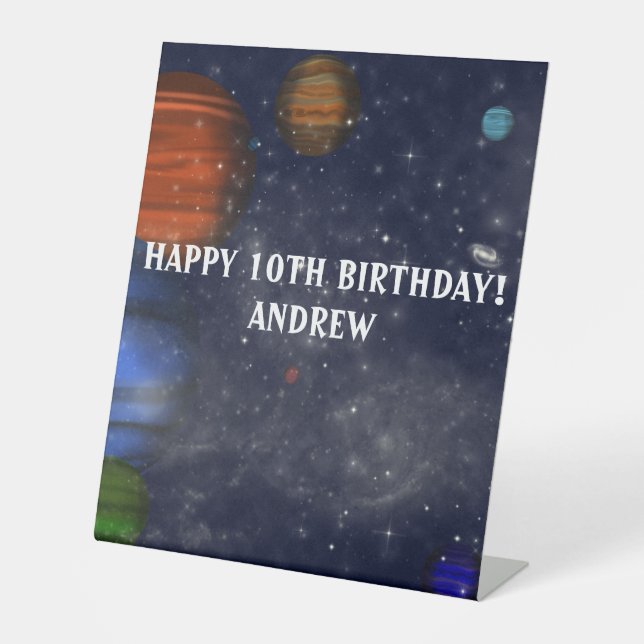 Outer Space with planets and galaxies Pedestal Sign (Front)