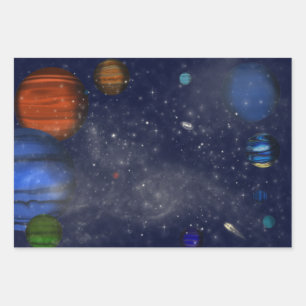 Outer Space with planets and galaxies Wrapping Paper Sheet