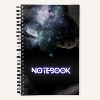Outer Space with UFO and Flying Saucer  Notebook