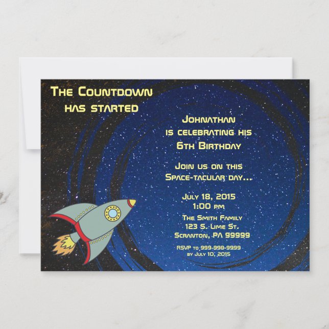 Outerspace Countdown Birthday Invitation (Front)