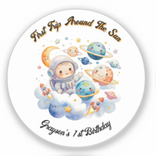 Outerspace Planets Blue First Birthday 