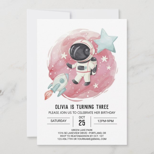 Outerspace Rocket Magic Astronaut Birthday Invitation (Front)