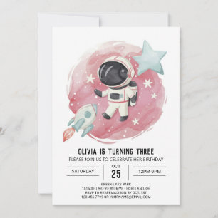 Outerspace Rocket Magic Astronaut Birthday Invitation