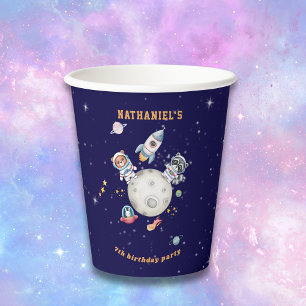 outerspace woodland animals birthday paper cups