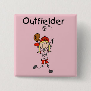 Outfielder-Girl Baseball Tshirts and Gifts 15 Cm Square Badge