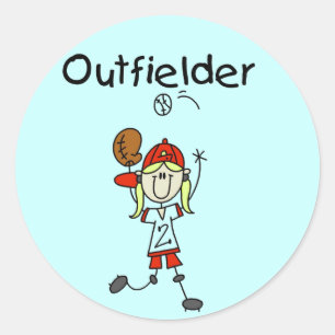 Outfielder-Girl Baseball Tshirts and Gifts Classic Round Sticker