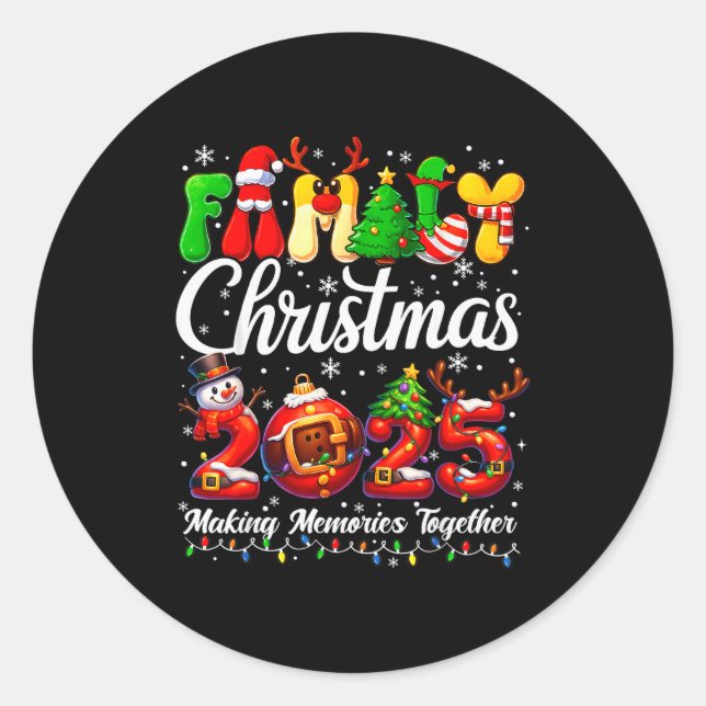 Outfit Pajamas Funny Family Matching Christmas 202 Classic Round Sticker (Front)