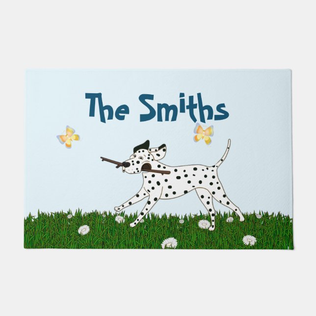 Outgoing Dalmatian Dog Lover Doormat (Front)