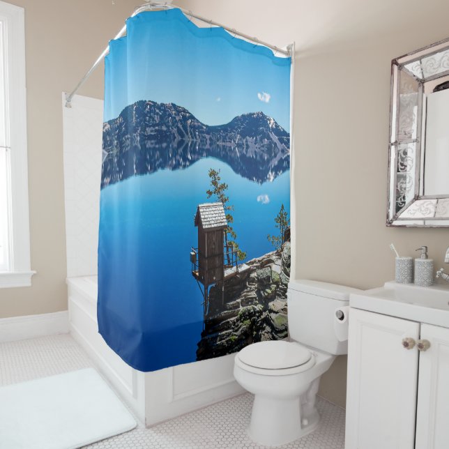 Outhouse on the Cliff // Crater Lake Shower Curtain (In Situ)