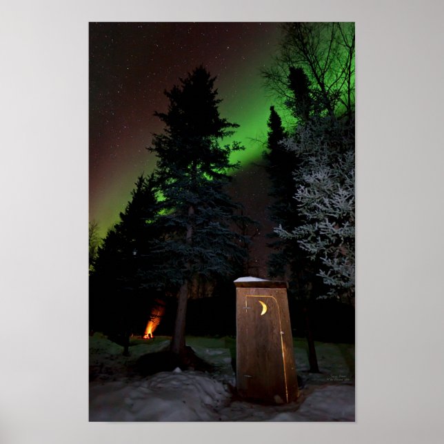 Outhouse under the Winter Aurora Poster (Front)