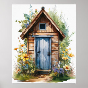 Outhouse Watercolor 2 Poster