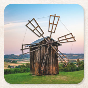 Outhouse Windmill Square Paper Coaster