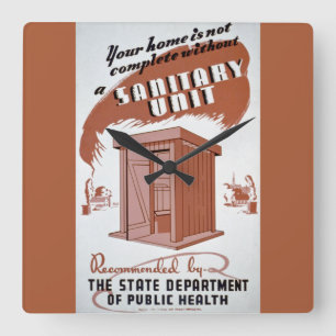 Outhouse WPA Poster Square Wall Clock