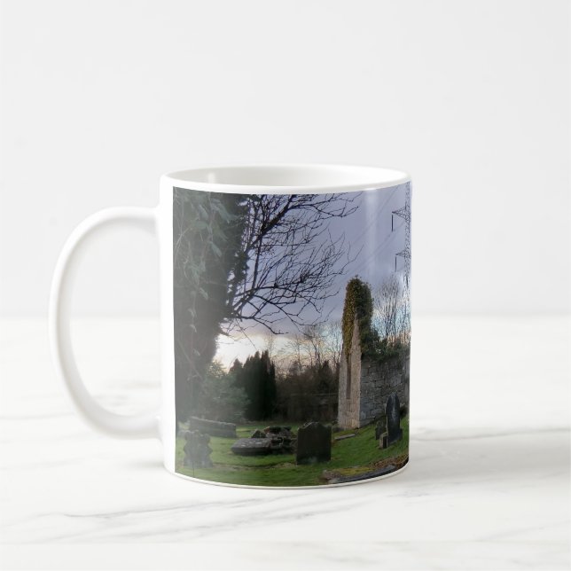Outlander's Black Kirk: Film Location Church Ruins Coffee Mug (Left)