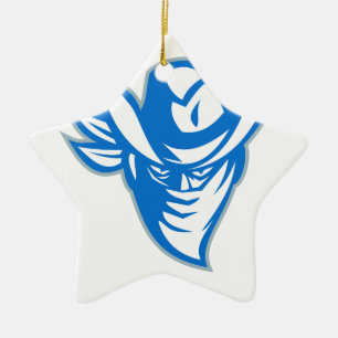 Outlaw Bandit Cowboy Retro Ceramic Tree Decoration