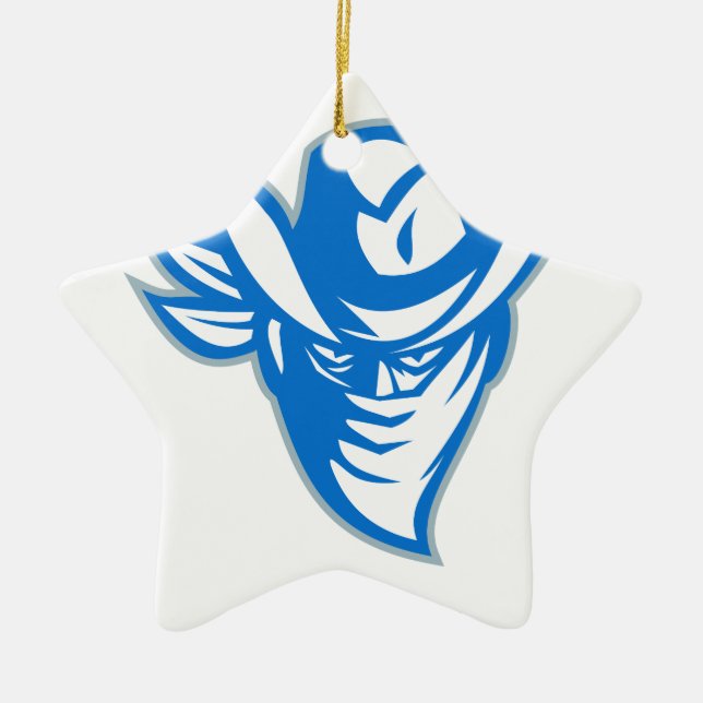 Outlaw Bandit Cowboy Retro Ceramic Tree Decoration (Front)