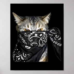 Outlaw Cat Funny Gangster Cat With Bandana  Poster