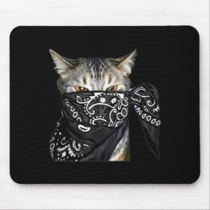 Outlaw Cat Funny Gangster Cat With Bandanna  Mouse Mat