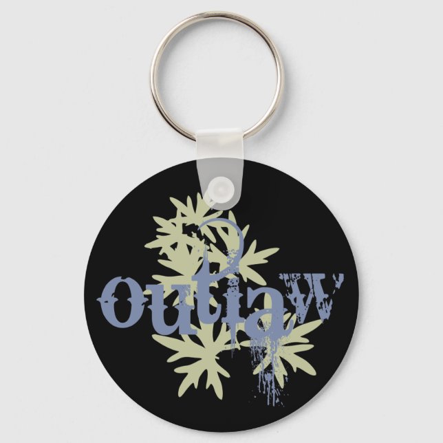 Outlaw & Green Leaf Key Ring (Front)