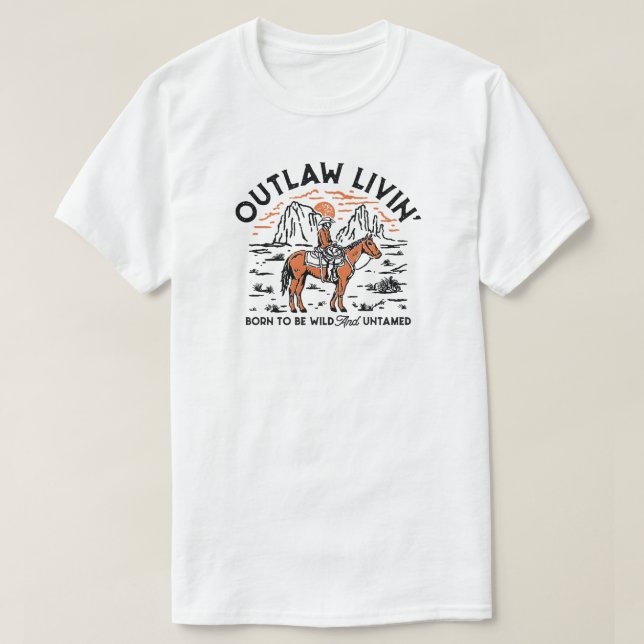 Outlaw living' Cowboy T-Shirt (Design Front)