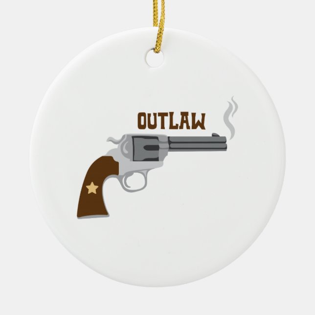 Outlaw Pistol Ceramic Tree Decoration (Front)
