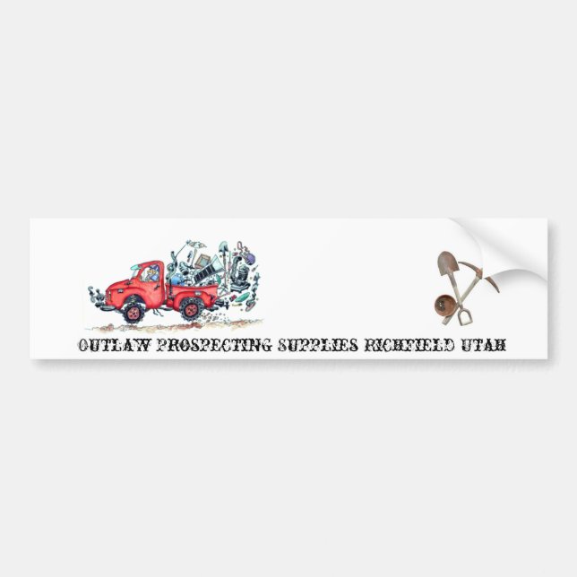 Outlaw Prospecting Supplies Truck Bumper Sticker (Front)