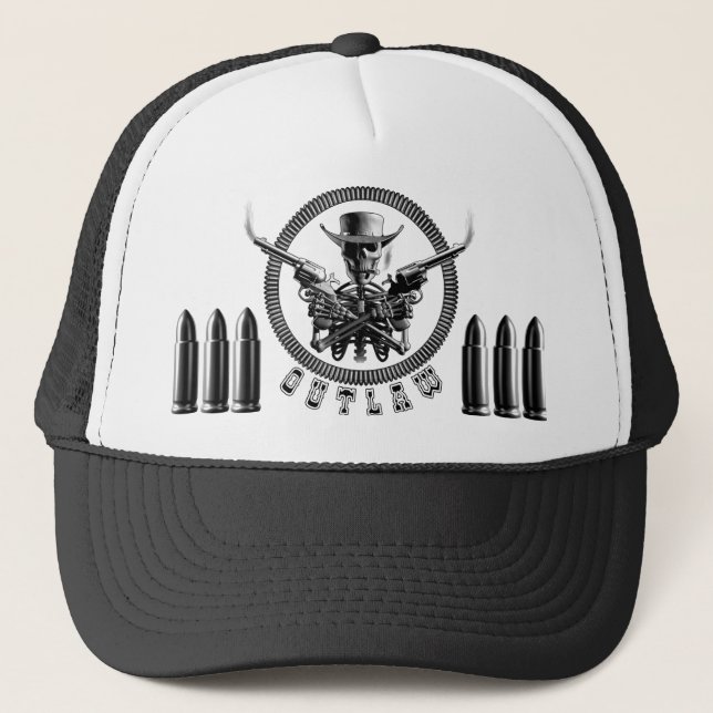 Outlaw Skeleton Truckers Trucker Hat (Front)