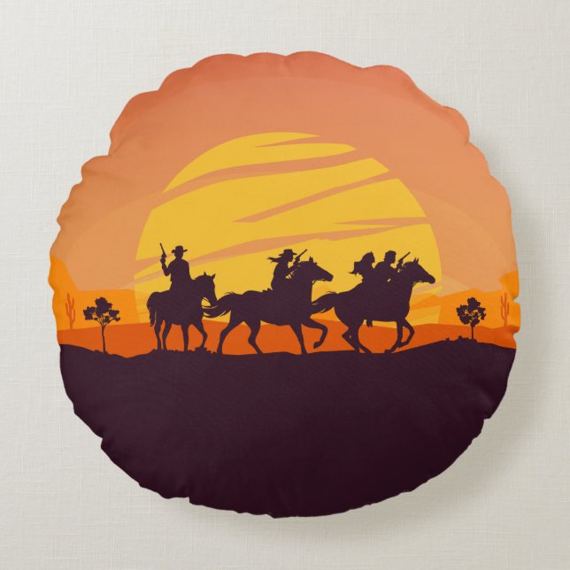 Outlaw Sundown Round Cushion (Front)