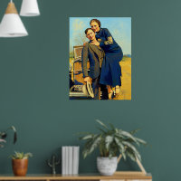 Outlaws Bonnie & Clyde The Barrow Faux Painting