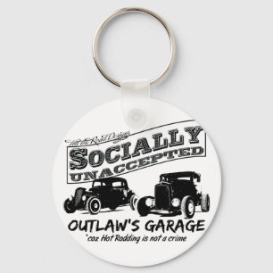 Outlaw's Garage. Socially unaccepted Hot Rods Key Ring