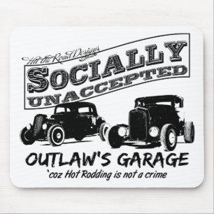 Outlaw's Garage. Socially unaccepted Hot Rods Mouse Mat