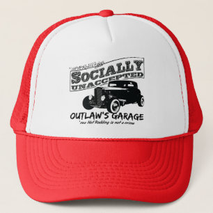 Outlaw's Garage. Socially unaccepted Hot Rods Trucker Hat
