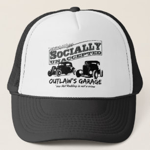 Outlaw's Garage. Socially unaccepted Hot Rods Trucker Hat