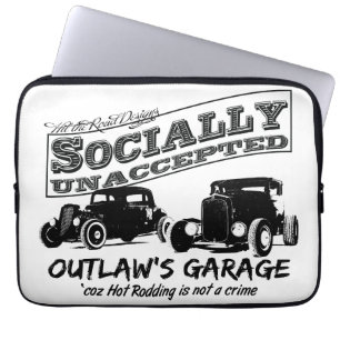 Outlaw's Garage. Socially unaccepted two Hot Rods Laptop Sleeve