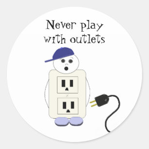 Outlet Receptacle Safety Warning Classic Round Sticker