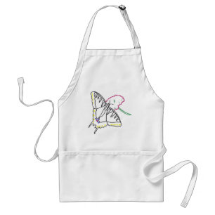 Outline art drawing, butterfly and flower aprons