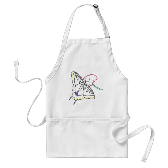 Outline art drawing, butterfly and flower aprons (Front)