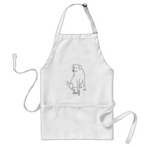 Outline art drawing, colouring dog sitting, aprons