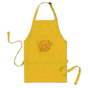 Outline art drawing, fuchsia flower colouring apro standard apron