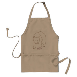Outline Art Drawing of a Bear, aprons