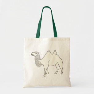 Outline Art Drawing of a camel, canvas bags