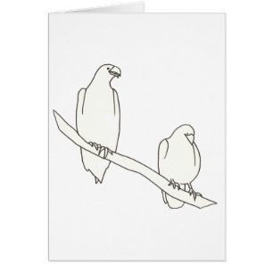 Outline Art Drawing of Two Eagles on a Branch Card