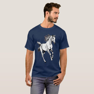 Outline Art Running Horse Design -  T-Shirt